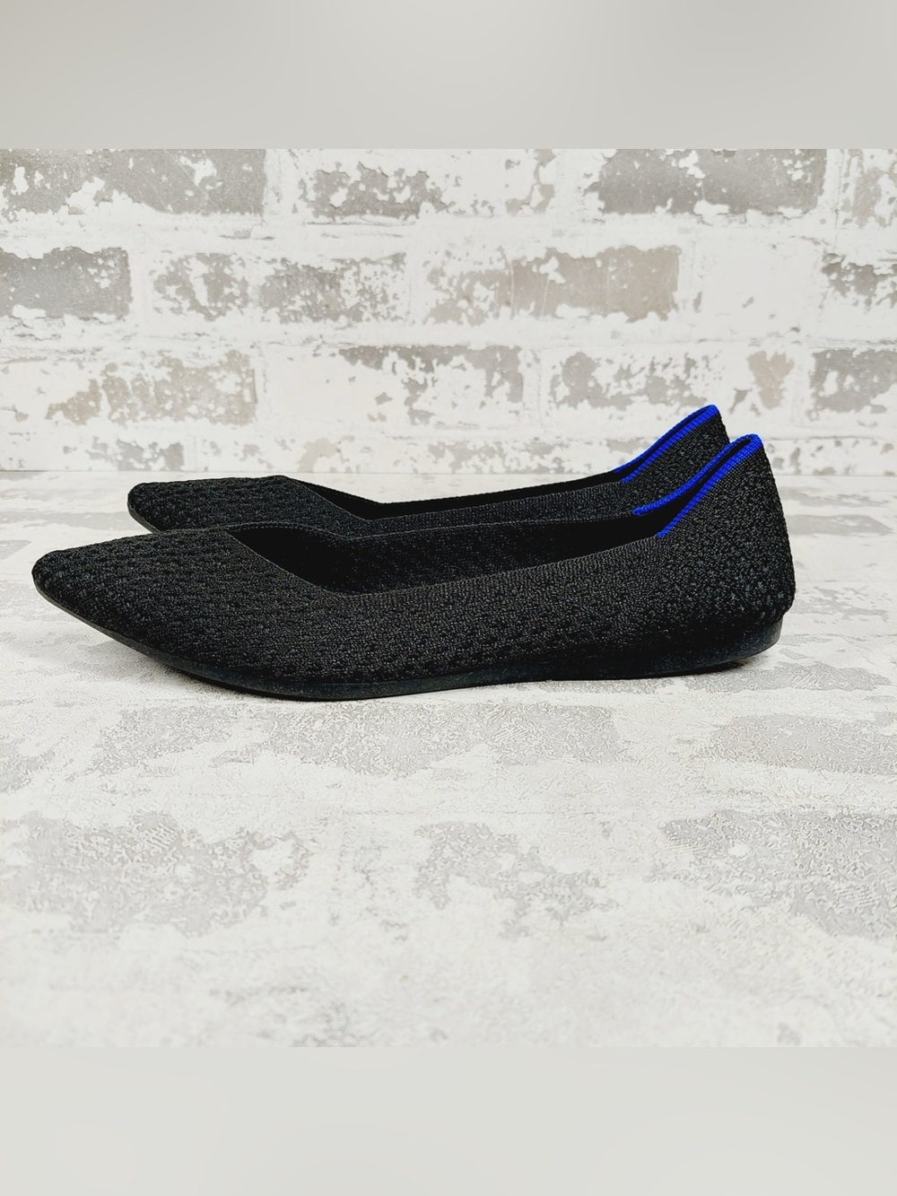 NEW Rothy's The Flat Black Knit Pointy Toe Slip On Loafers E918